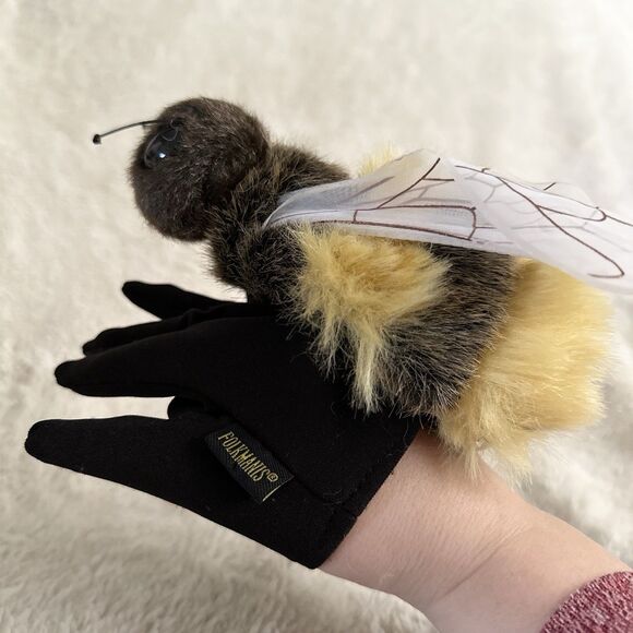 Folkmanis Yellow Honey Bee Hand Puppet Glove 6” Plush Stuffed Toy - Picture 8 of 8